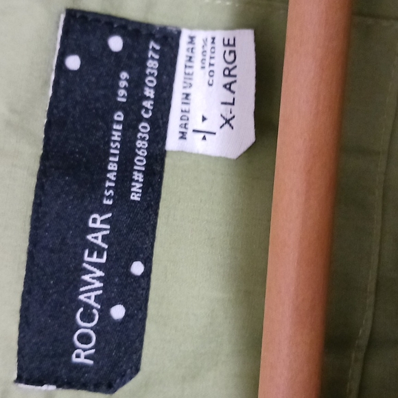 Rocawear Olive Green Mens XL Button down Shirt / Jacket Snaps to shorten sleeve - Picture 5 of 7